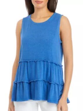 Wonderly Royal Blue Tiered Tank Top Size XL